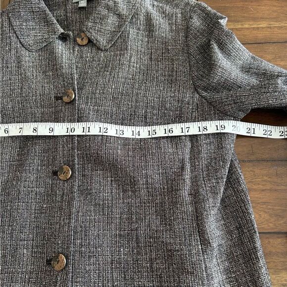 J Jill Blazer Womens Gray Tweed Lightweight Linen Blend Blazer Size Medium Tall - Picture 3 of 13